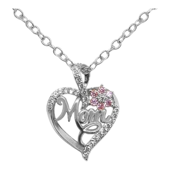Creative Trendy Elegant Exquisite Heart Flower "MOM" Pendant Necklace - Picture 1 of 4